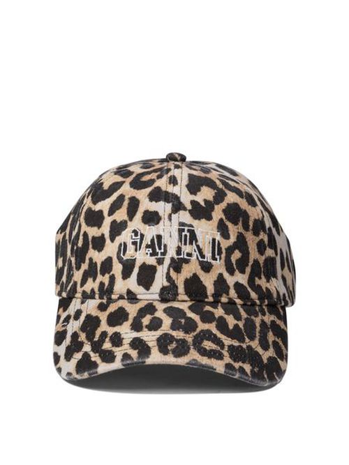 Ganni Leopard-Print Curved Peak Baseball Cap