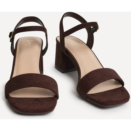 Linzi Women's Darcie Brown Faux Suede Heeled Sandals | : 6/Standard Fit