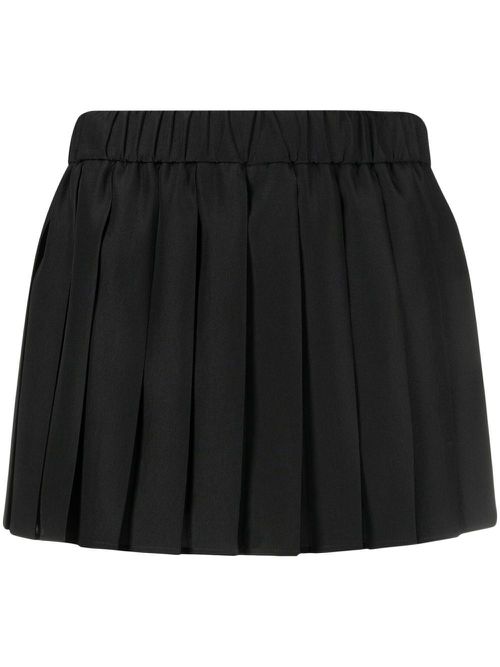 Pleated slip-on short shorts - Black