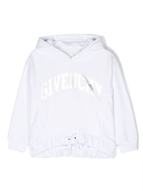 Flocked-logo cotton hoodie - White