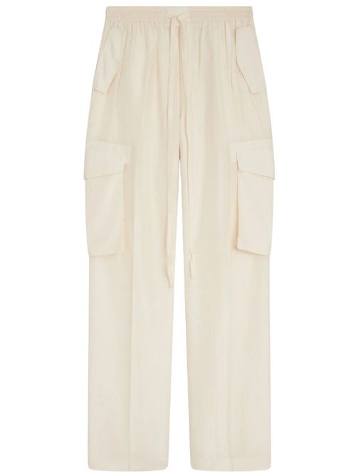 Silk Cargo Trousers with Drawstring Waist