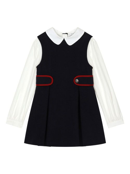 Piqué poplin dress - Blue