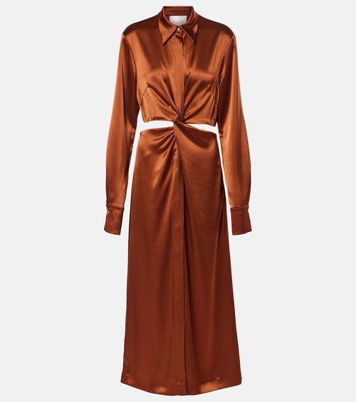 Hock gathered satin midi dress