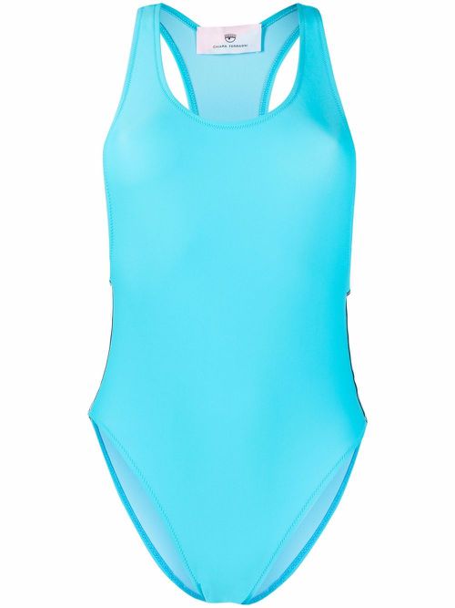 Logomania sleeveless swimsuit - Blue