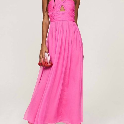 chinese dress ladies Summa Pink Ombre Hibiscus Strapless Maxi Dress - US 10 main image 0