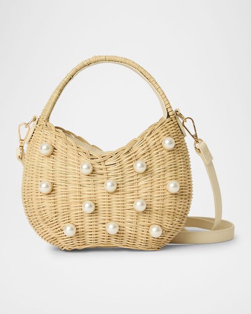 Chloe Mini Pearly Rattan Top-Handle Bag