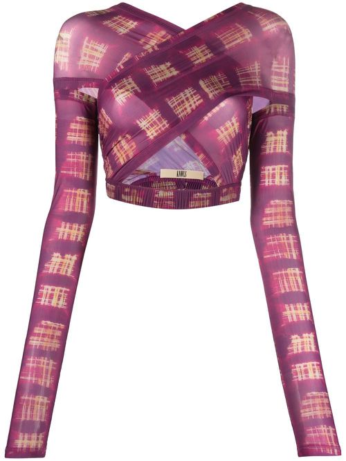 Crossover-strap crop top - Purple