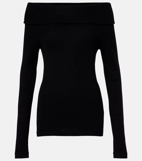 Off-shoulder cotton and cashmere top