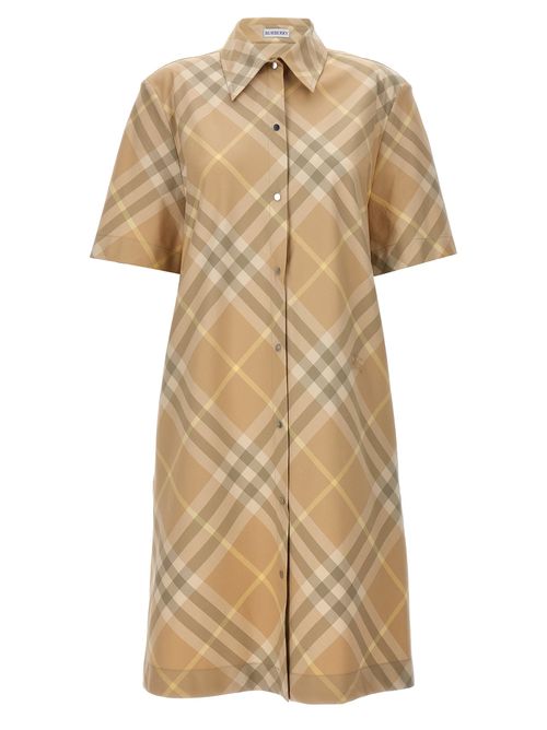-Check Chemisier Dress Abiti Beige-Donna