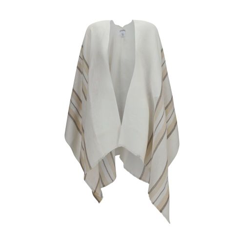 Linen, Cashmere & Silk Blend Poncho — Beige