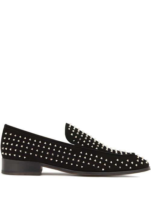 Micro-stud embellished loafers - Black