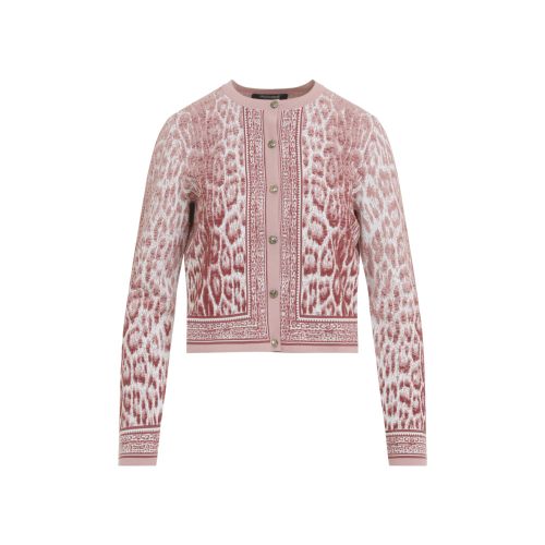 Pink Printed Round Neck Cardigan