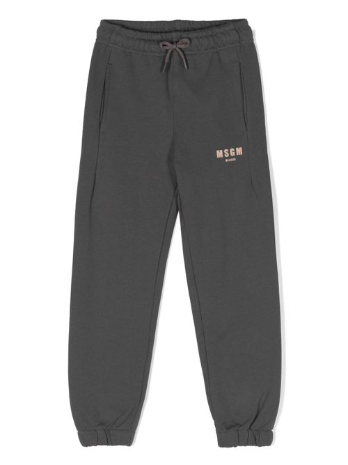 Rubberised logo cotton trousers - Grey