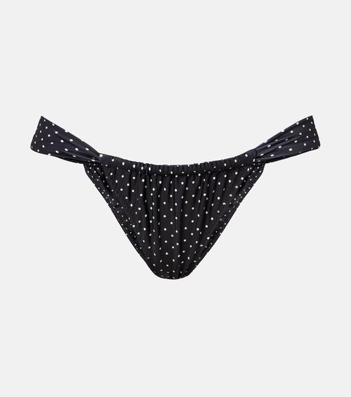 Polka-dot ruched bikini bottoms