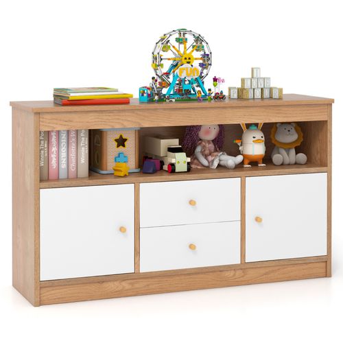 Wooden Kids Toy Children Bookshelf Storage Chest with Open Shelf-Natura