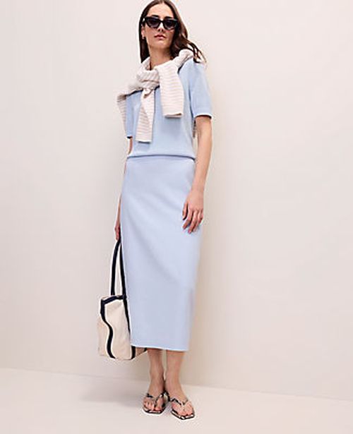 Ann Taylor The Clean Midi Skirt in Linen Blend