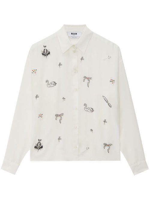 Beaded button-up shirt - White