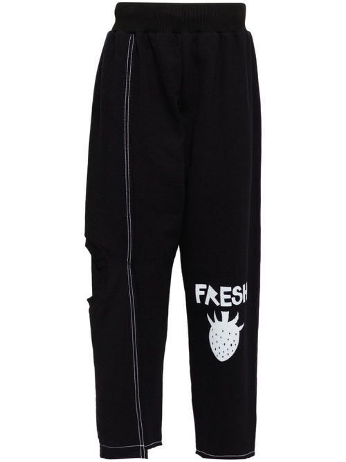 Graphic-print pants - Black