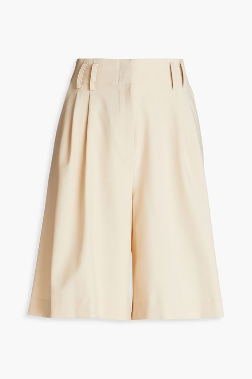 Pleated wool-blend twill shorts - Neutral - XS