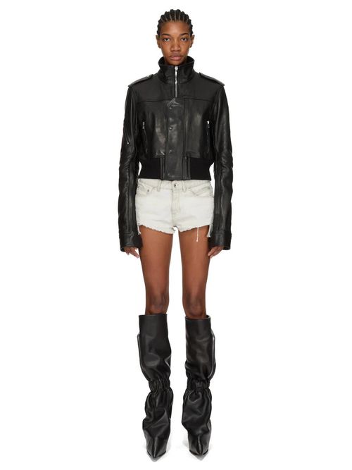 Cotton Mini Shorts with Zip and Button Closure