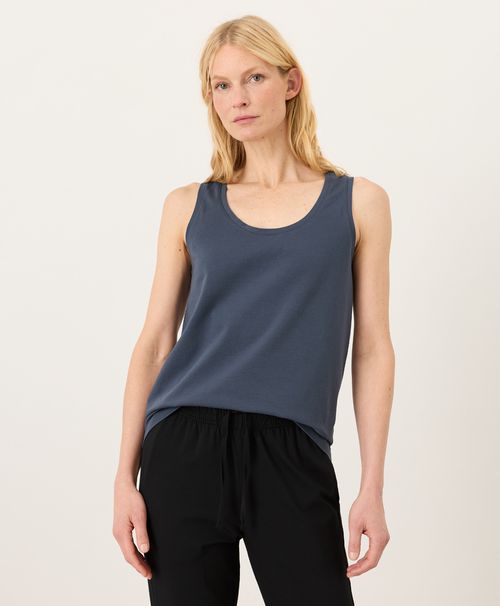 Women's Steel Blue Luxe Essential Scoop Neck Tank