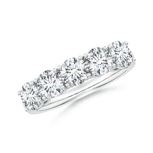 Angara 2.35 CTW Lab-Grown Prong-Set Round Diamond Five Stone Wedding Ring in 14K White Gold