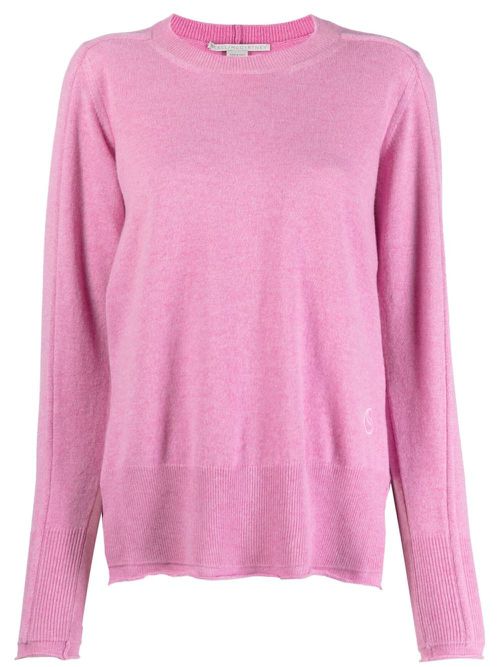 Waterfall-hem fine-knit jumper - Pink