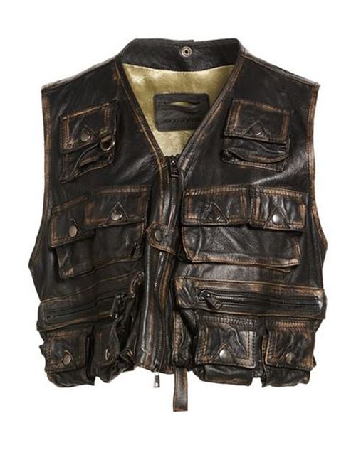 Woman Vest Dark brown Size 6 Leather