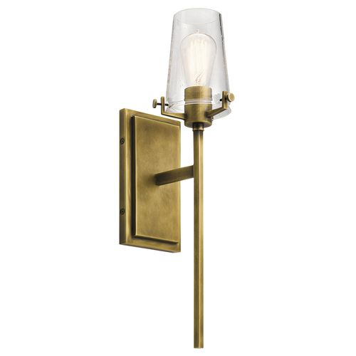 22" Clear Seeded Wall Sconce in Natural Bra