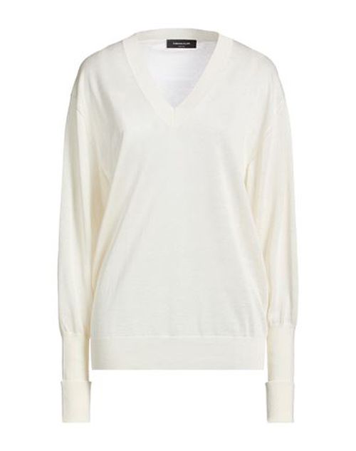 Woman Sweater Cream Size 6 Linen, Silk