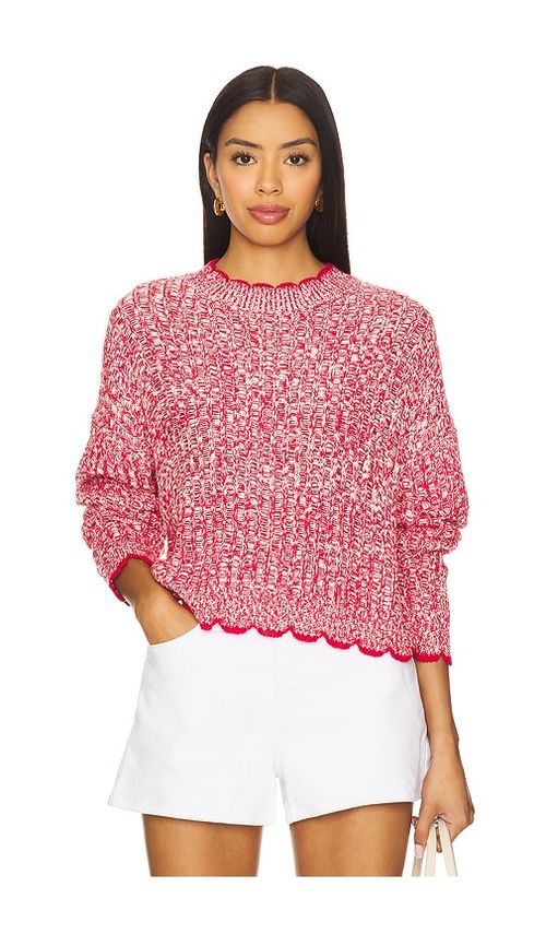 Autumn Cashmere Tipped Ladder Stitch Crew Top in Red. Größe XS. Also in