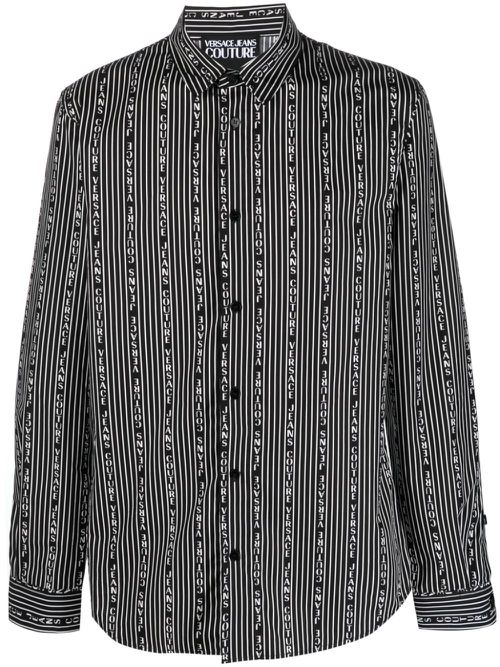 Logo-print striped shirt - Black