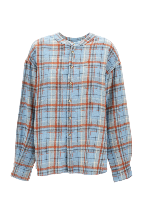 Flared Oversized Shirt With Stand-Up Collar And Pleat Detail