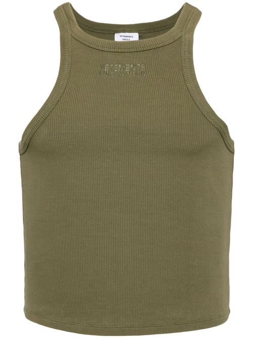 Logo-embroidered vest top - Green