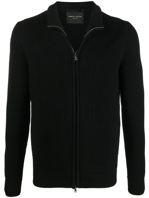 Roberto Collina ribbed knit zipped jumper - Black