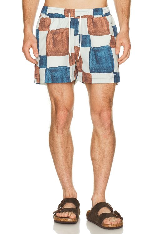 Edmmond Studios Rubik Swim Shorts in Plain Taupe - Blue,Brown. M also in L, S, XL/1X