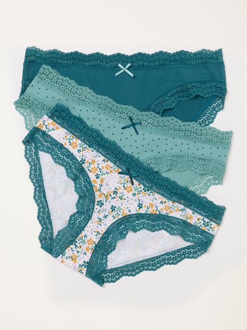 FatFace Green 3 Pack of Lace Shorts