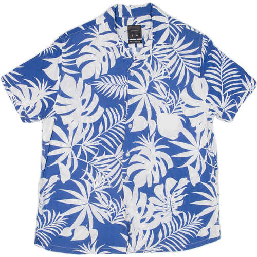 LEFTIES MAN Relaxed Fit Mens Hawaiian Shirt Blue Flora