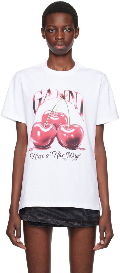GANNI White Cherry T-Shirt