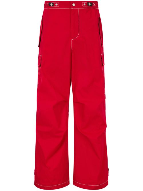 Wide-leg cargo trousers - Red