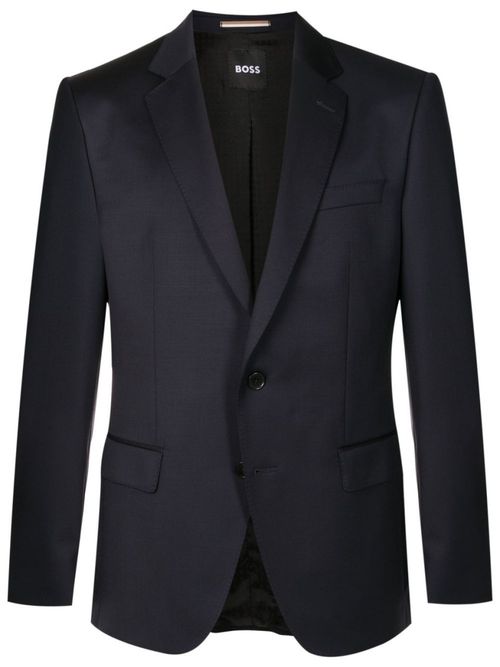 Blue Solid Notched Lapel Blazer