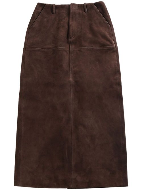 Suede midi skirt - Brown