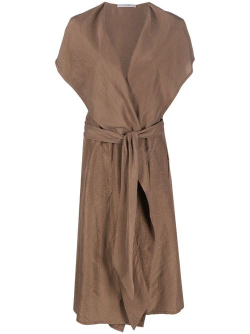 Short-sleeve silk gilet - Brown