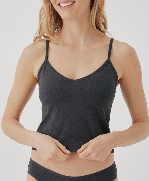 Women's Charcoal Heather Everyday Shelf Bra Cropped Camisole
