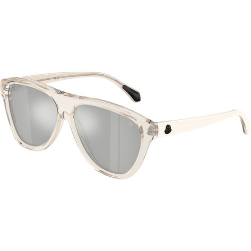 Moncler Unisex Moncler ME6025U INCLINE 30037I Gafas de sol Acetato Blanco Plata Piloto Norma