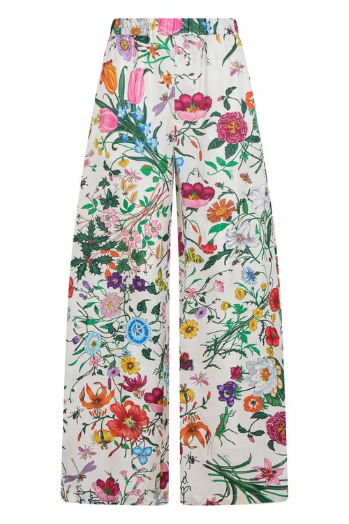 Floral Silk Wide-Leg Palazzo Pants
