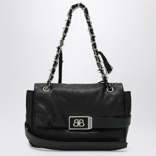 Medium black leather shoulder bag Modu