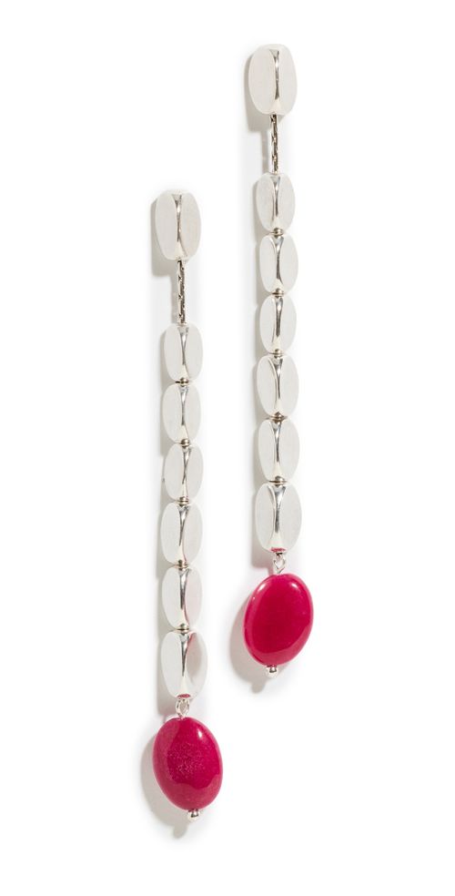 Long Earrings Fuchsia/Silver One Size