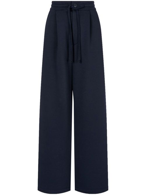 Elasticated-waist wide-leg trousers - Blue