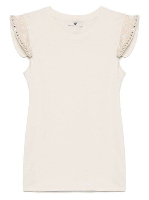 TWINSET bead-detailing T-shirt - Neutrals